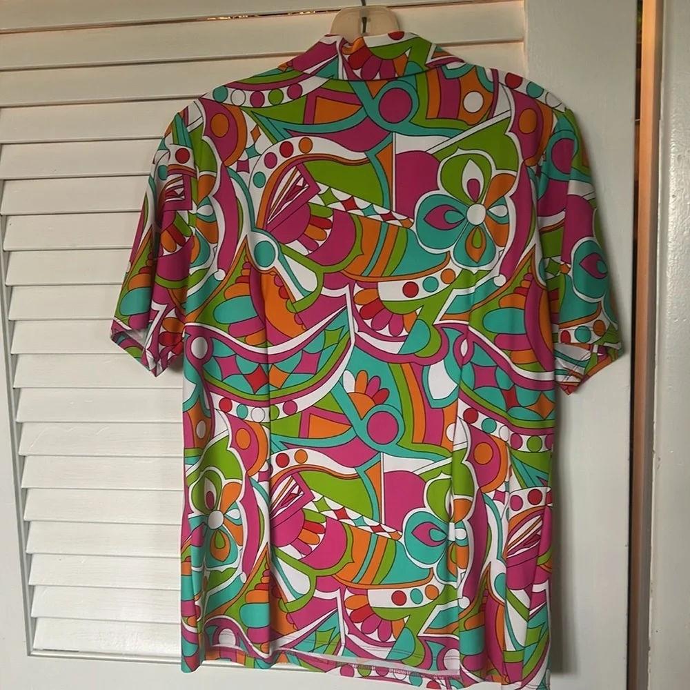 Jude Connally Pink and Green Casual half Button Down Shirt - Picture 4 of 4